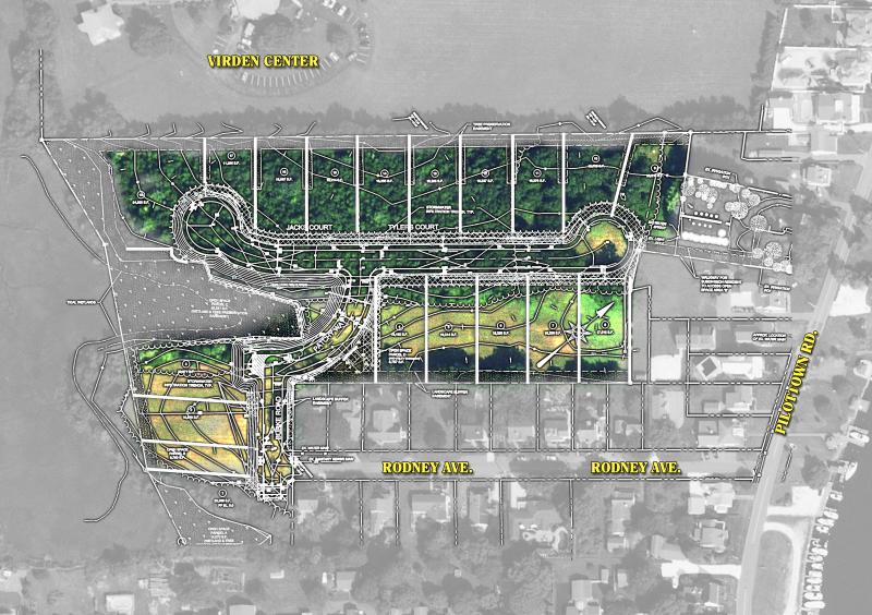 The proposed plan for Fisher’s Cove laid over a map of the area. CHRISTOPHER FOSTER ARTWORK